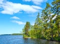 Lake Ruotsalainen summer view (Finland). Royalty Free Stock Photo