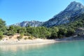 Lake of Sainte-Croix. Verdon Gorge. Beach and mountains. South of France. Royalty Free Stock Photo