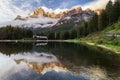 Lake San Vito di Cadore (lake Mosigo) in Boite valley in the domain of Mount Antelao also called King of the Dolomites. Italian D