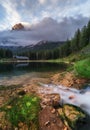 Lake San Vito di Cadore (lake Mosigo) in Boite valley in the domain of Mount Antelao also called King of the Dolomites. Italian D