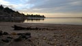 Lake sand fall Nebraska Bay rocks trees Royalty Free Stock Photo