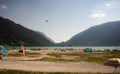 Thanks to its thermal wind, Lake Santa Croce is well known among kiters who go out on the north beach in front of the famous