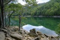 Lake Santo, Lago Santo across the mountains and woods. National park Appennino Tosco-Emiliano. Lagdei, Emilia-Romagna