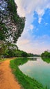 Cena do lago do Parque do Ibirapuera em SÃÂ£o Paulo, Brasil em um final de tarde e ÃÂ¡rvores e cÃÂ©u refletindo na ÃÂ¡gua