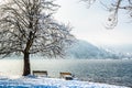 Lake Schliersee in the Bavarian Alps in Germany in winter