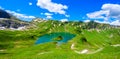 Lake Schrecksee - A beautiful turquoise alpine lake in the Allgaeu alps near Hinterstein, hiking destination in Bavaria, Germany Royalty Free Stock Photo