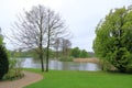 The Lake Schwerin (German: Schweriner See) at the castle and the city on a cloudy day