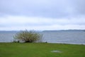 The Lake Schwerin (German: Schweriner See) at the castle and the city on a cloudy day