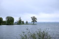 The Lake Schwerin (German: Schweriner See) at the castle and the city on a cloudy day