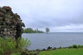 The Lake Schwerin (German: Schweriner See) at the castle and the city on a cloudy day