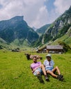 Lake Seealpsee near Appenzell in swiss Alps, Ebenalp, Switzerland