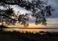 Sunset over Lake Seminole in Georgia Royalty Free Stock Photo