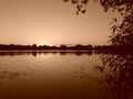 A lake in sepia. Royalty Free Stock Photo