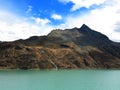 Scenic high alpine mountain lake bluish-green waters
