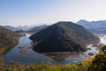 Lake Skadar - Scenic view from Pavlova Strana on horseshoe bend of river Crnojevica winding in Lake Skadar National Park Royalty Free Stock Photo