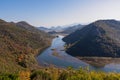 Lake Skadar - Scenic view from Pavlova Strana on horseshoe bend of river Crnojevica winding in Lake Skadar National Park Royalty Free Stock Photo