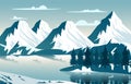 Lake Snow Mountain Frozen Ice Nature Landscape Adventure Illustration