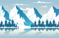 Lake Snow Mountain Frozen Ice Nature Landscape Adventure Illustration