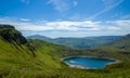 Lake in Snowdonia as seen on the climb up Mount Snowdon in Wales on a bright sunny day Royalty Free Stock Photo