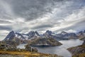 Lake `Solbjornvannet` in Flakstad and Moskenes island