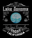 Lake Sonoma California vintage typography Royalty Free Stock Photo