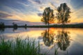 Lake during spring - sunset