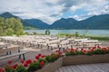 lake stage at spa garden Schliersee with view to the lake and bavarian alps