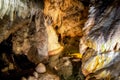 Lake and stalactites and stalagmites in Belianska cave in Slovakia Royalty Free Stock Photo