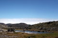 Lake and stones in the Sermermiut valley near Ilul Royalty Free Stock Photo