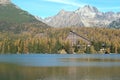 Lake Strbske Pleso and mountain landscape in autumn in the High Royalty Free Stock Photo