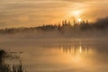 Lake sunrise fog golden Royalty Free Stock Photo