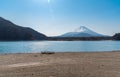 Lake with sunrise Fuji