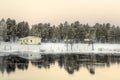 Lake at sunrise, nearby Inari, Finland