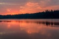 Lake sunrise pink clouds sky