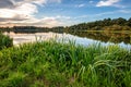 Lake at sunset. Countryside rural scenery in Poland Royalty Free Stock Photo