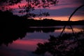 Lake at sunset, Finland Royalty Free Stock Photo