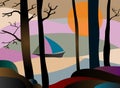 Lake at sunset. Wall art. Picture for print. Painting for interior decoration