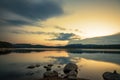 Magnificent long exposure lake sunset. Royalty Free Stock Photo