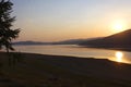 The lake in the sunset, Mavrovo National Park Royalty Free Stock Photo