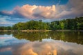 Lake at sunset, at Park Road Park, in Charlotte, North Carolina. Royalty Free Stock Photo