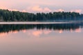 Lake sunset pink clouds sky Royalty Free Stock Photo