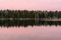 Lake sunset pink clouds sky Royalty Free Stock Photo