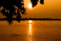 Lake-sunset-river-mekong-asia-laos Royalty Free Stock Photo