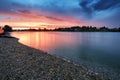 Lake sunset in Slovakia city Senec
