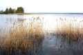 Lake at sunset summer day. Calm calm weather. Smooth water Royalty Free Stock Photo