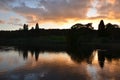 lake during sunset at trentham gardens Royalty Free Stock Photo