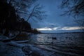 Lake after sunset Winter