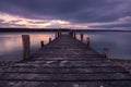 Lake sunset with wooden pier