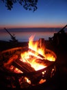 Lake Superior Beach Campfire Royalty Free Stock Photo