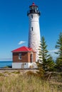 Lake Superior Beach and Crisp Point Light in the Upper Peninsula Royalty Free Stock Photo